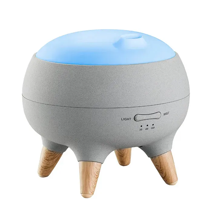 Humidificateur 250ml 12W Temporisé Petit diffuseur darômes de bureau pour chambre à coucher Lumières dambiance colorées blanc