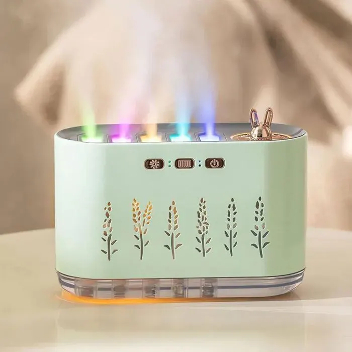 Humidificateur à brume fraîche - PZCC - 5 buses - Capteur musical - Diffuseur de lumière LED - 20 couleurs