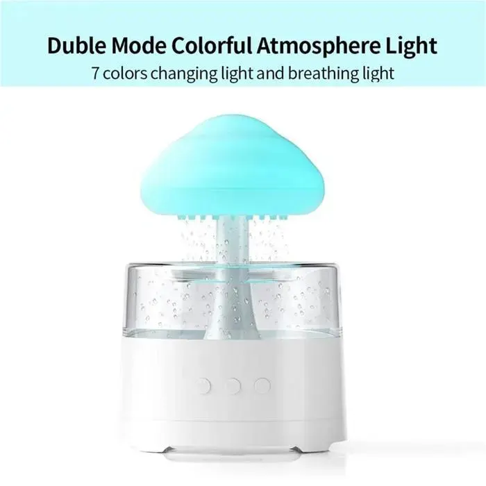 Humidificateur à Nuage de Pluie Humidificateur à Champignon Humidificateur à Nuage avec Lumières LED Réglables Diffuseur à Nuage