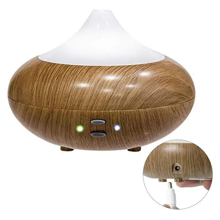 Humidificateur à Ultrasons - Aueq - Bois Clair 140 ml Moins de 36 dB Aromathérapie Essentielles Nuit Chambre Bureau LED 7 couleurs