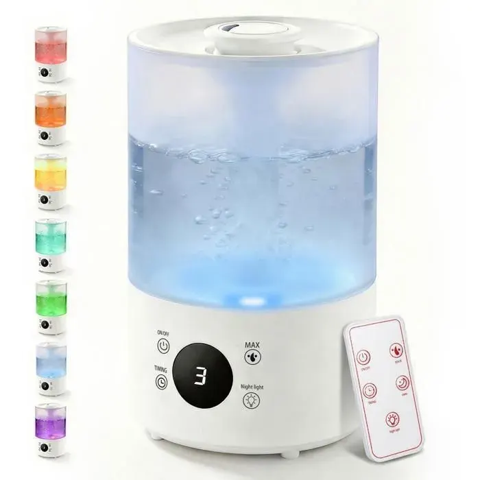 Humidificateur - AIMIUVEI - 4L - Buse 360°- Arrêt Automatique -300ml/h - Écran LED - Veilleuse Silencieux pour Bureau Bébé Plantes