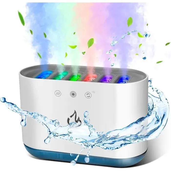 Humidificateur dAir 900ML Pick-up Dynamique Humidifier Chambre avec 6 Buses et 7 Couleurs LED 25dB Ultra Silencieux Hum