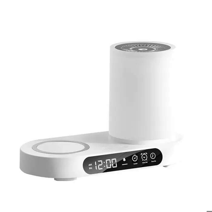 Humidificateur dair avec chargeur sans fil 150ml diffuseur dhuiles essentielles avec haut-parleur bluetooth réveil - TepidBee