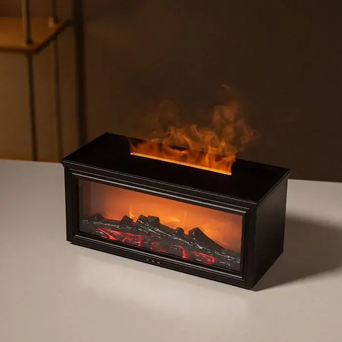 Humidificateur dAir Effet Flamme Cheminée 280ml - Diffuseur dHuiles Essentielles Ultrasonique Télécommande