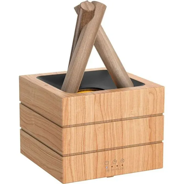 Humidificateur dair effet flamme diffuseur darômes 280 ml lumière LED 7 couleurs ambiance relaxante