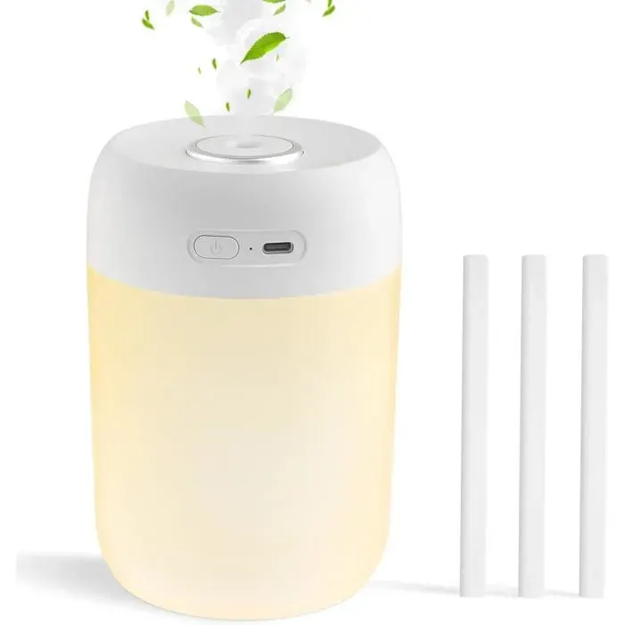 Humidificateur dair sans fil - ESTAMPILLE - 650 ml - 28 dB silencieux - 15h autonomie - Blanc - 14x14x18 cm — coloris Blanche