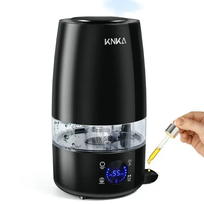 Humidificateur dair Ultrasonique 45L KNKA - Diffuseur dhuiles Essentielles - 300ml/h - Écran LED - Filtre en céramique - 28dB