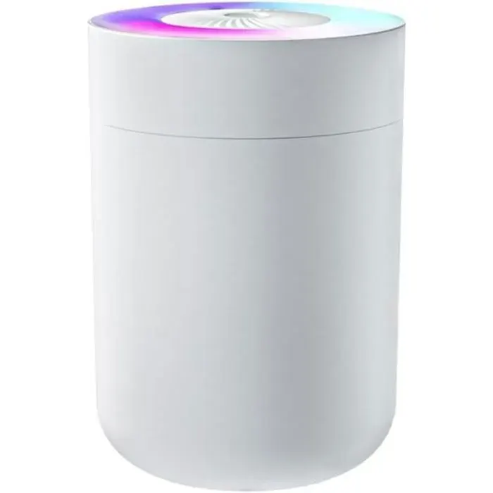 Humidificateur dair USB coloré 230 ml avec veilleuse et minuterie pour bureau chambre et voiture (blanc)
