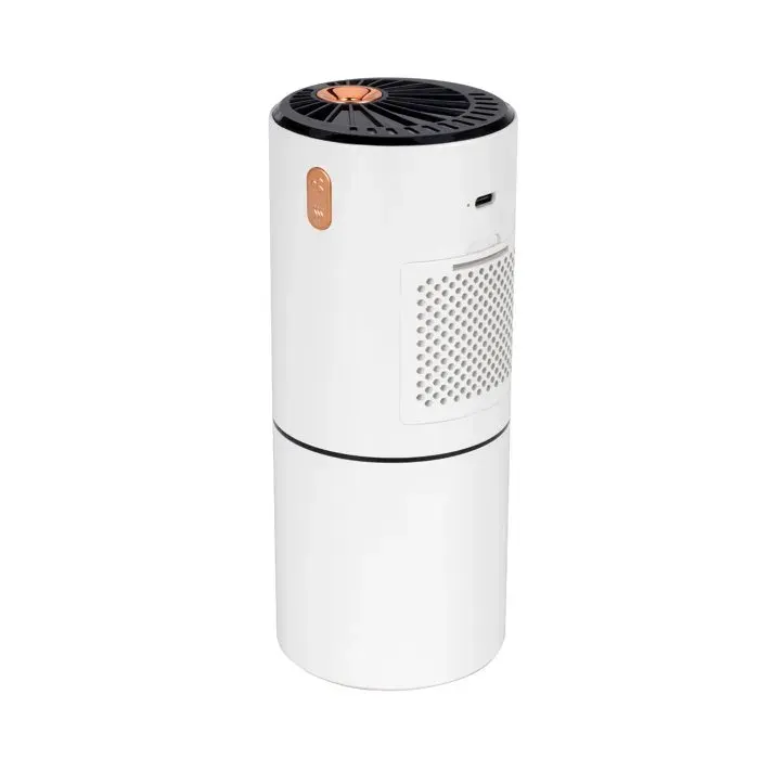 Humidificateur et purificateur dair pour voiture Fonction 2 en 1 Purification par ions négatifs Pour voiture Blanc nacré