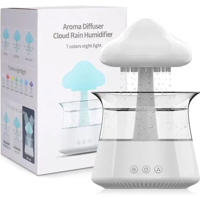 Humidificateur - JIANGZHA - Cloud Rain - Sons de pluie apaisants - Veilleuse cascade - 2.5 L