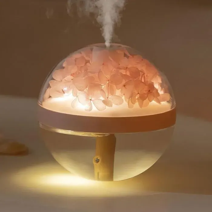 Humidificateur portable - Unbrand - Fleurs préservées - Diffuseur dhuiles essentielles - Veilleuse intégrée