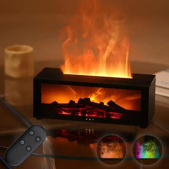 Humidificateurs dair - Diffuseurs darômes - Diffuseur à flamme - Diffuseur avec lumière 7 couleurs - Maison-Ultra