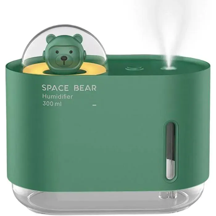 Humidificateurs Humidificateur de chambre à coucher Space Bear Humidificateur à brouillard froid de 300 ml interface USBVert