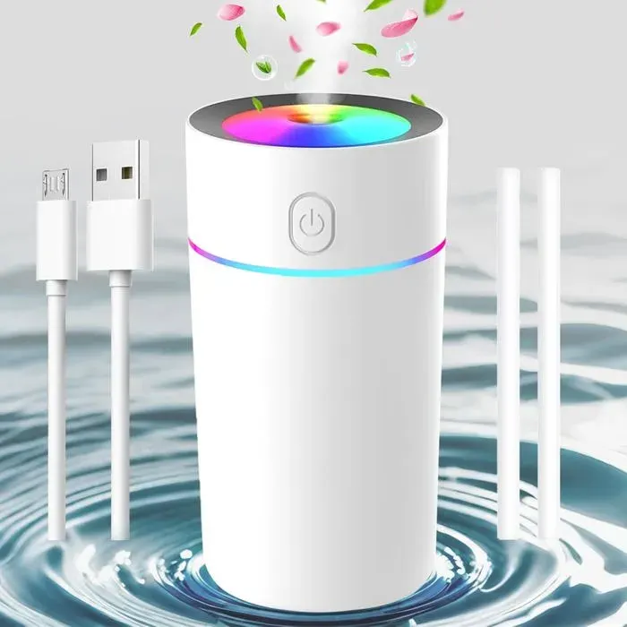 Humidificateurs pour chambre à couchermini portable avec lumières 7 couleurshumidificateur de bureau à arrêt automatique blanc