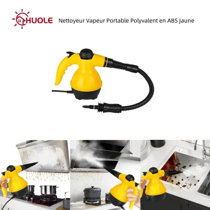 HUOLE Nettoyeur Vapeur Portable Polyvalent pour Enlever des Taches de Canapé Tapis Vitre Matelas Sol etc