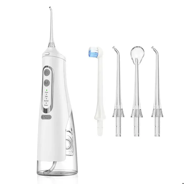 Hydropulseur 0.32l 22.1x7.8cmx7.2cm blanc nettoyage profond par jet pulsé réglage multiple buse spécialisée équipée portable
