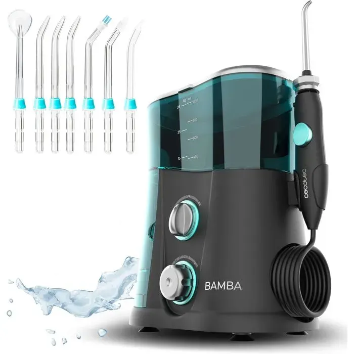 Hydropulseur Bucal Bamba Toothcare 1200 Jet Pro 7 Buses JusquÀ 1250-1700 Impulsions Par Minute Écran Led Capacité 1000 Ml