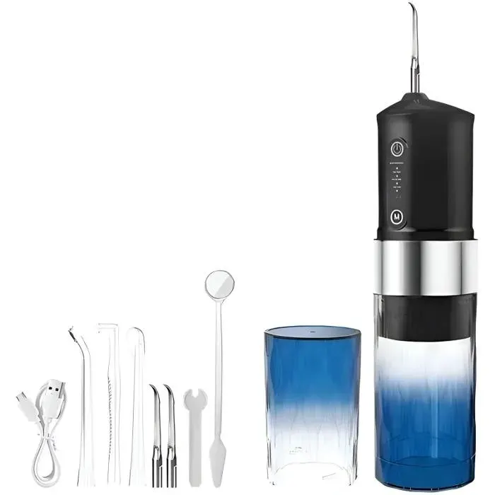 Hydropulseur buccal ultrasonique 3 modes étanche IPX7 réservoir deau de 280 ml brosse à dents noir