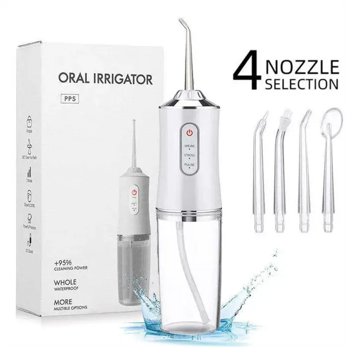 Hydropulseur électrique - 1 pièce 3 modes 4 buses 240ml étanche IPX7 buccal - Type appareil hygiène Étiquette
