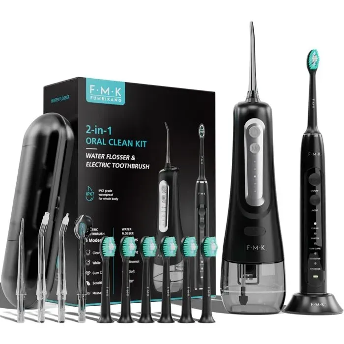 Hydropulseur Et Brosse À Dents Électrique Pour Adultes - Irrieur Buccal Et Brosse À Dents Sonique 2-1 - Kit De Nettoyage Buccal