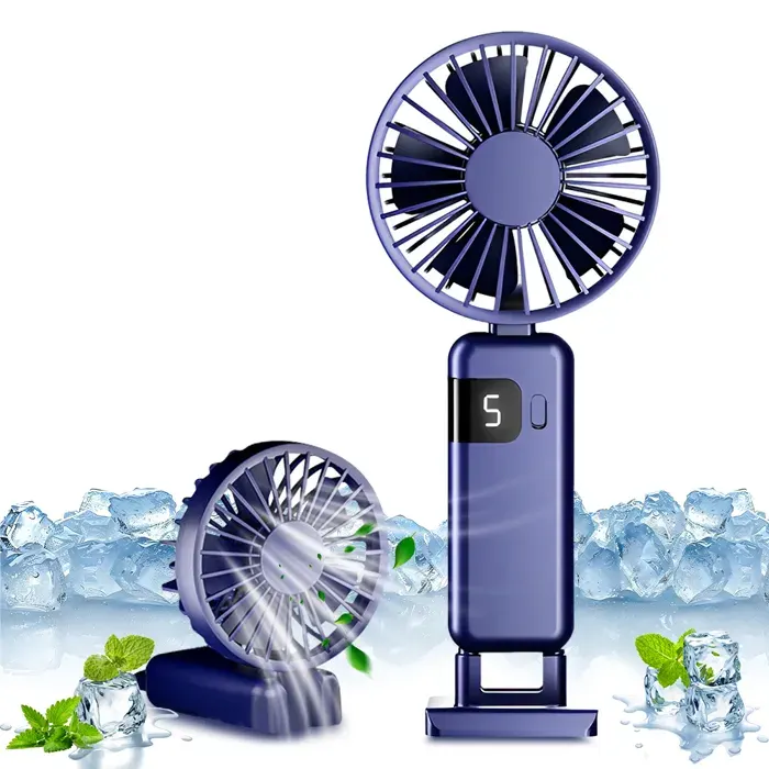 IBEAFILLY Y07 Ventilateur portable USB-C 1200mAh 5 vitesses pliable bleu/violet - tour de cou