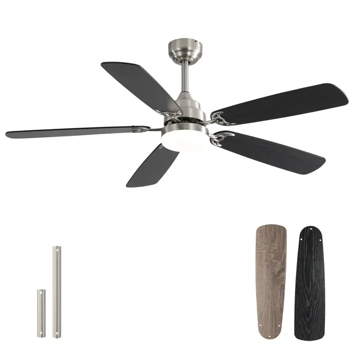 (Identique à T3218P351169) Ventilateur de plafond de 132.08x132.08x19.3 cm Nickel brossé MDF ventilation maison air frais