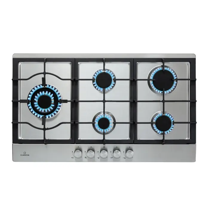 Ignito 90cm Plaque de Cuisson à Gaz 5 Feux Argent