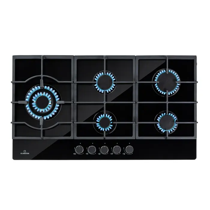 Ignito 90cm Plaque de Cuisson à Gaz 5 Feux Noir