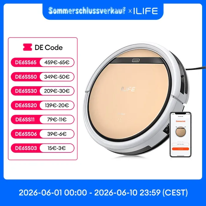 ILIFE V5s Ultra Aspirateur et Laveur Robot 4000Pa Réservoir 300ml Navigation Gyroscope App et Télécommande