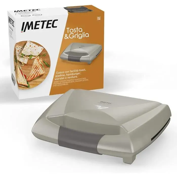 Imetec Tosta&Griglia grille-pain plaques rayees XL et antiadhesives interrupteur marche / arret indicateur de chauffage d