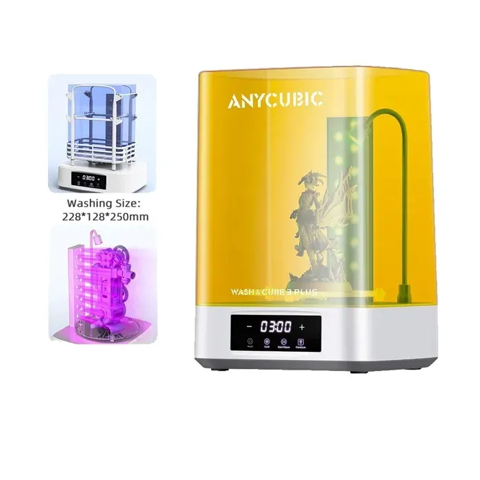 Imprimante 3D - Anycubic - Wash & Cure 3 Plus - Fonction de durcissement - Machine à laver - Jaune