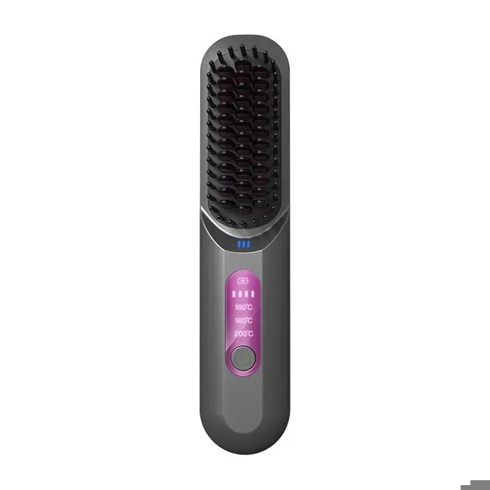 INF Brosse Lissante Chauffante Sans Fil Portable : Coiffure Nomade Maison & Voyage - Lissage & Boucles Gris