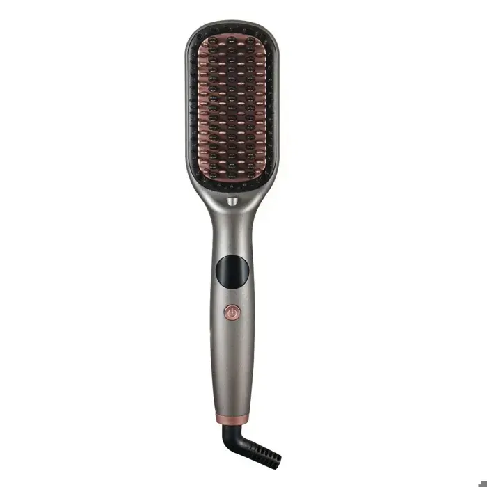 INF Brosse Lissante Électrique à Ions Négatifs 2-en-1 - Peigne Coiffant avec Température Réglable Gris
