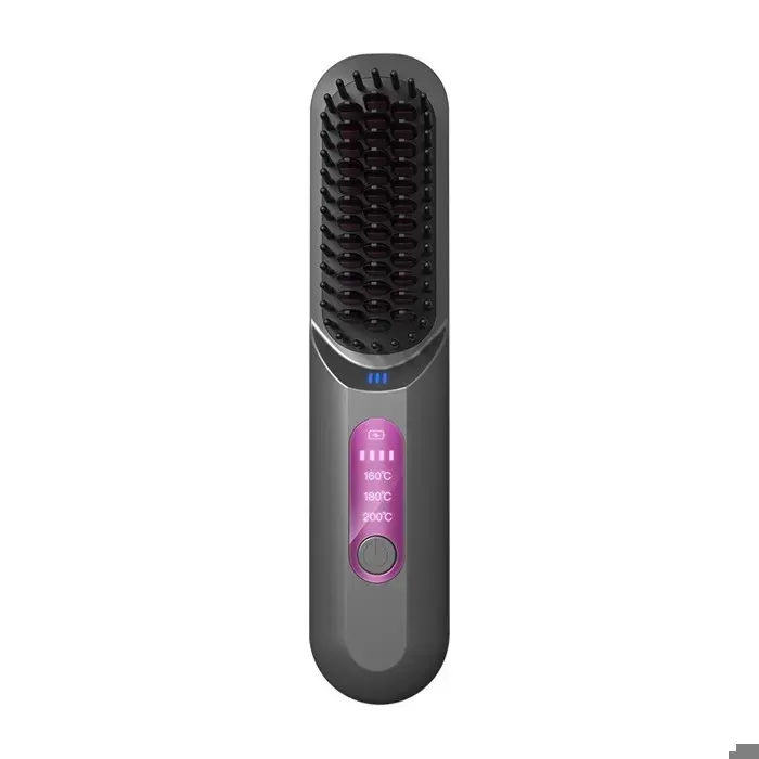 INF Brosse Lissante Ionique Sans Fil Portable pour Cheveux - Lissage Facile à Domicile et en Voyage Gris