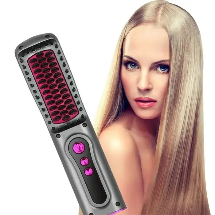 INF Brosse Lissante Rechargeable Sans Fil - Peigne Coiffant Portable Anti-Brûlure pour Tous Types de Cheveux