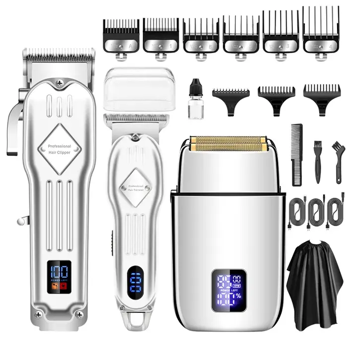 INF Ensemble tondeuse à cheveux et tondeuse à barbe professionnelle Argent
