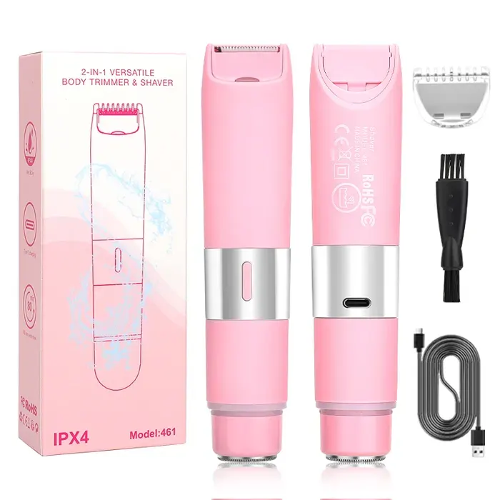 INF Épilateur électrique sans fil rechargeable épilation douce et efficace résistance à l’eau IPX5 tête en acier inoxydable Rose