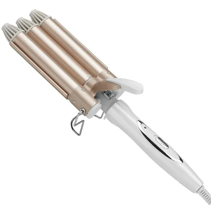 INF Fer à friser à trois tiges Chauffage facile et rapide Blanc/Or 25 mm