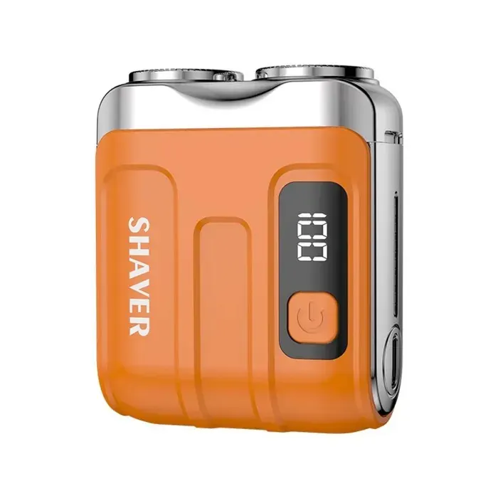 INF Mini Rasoir Électrique avec Écran Digital - Rasoir de Voyage Portable pour Hommes et Femmes Orange