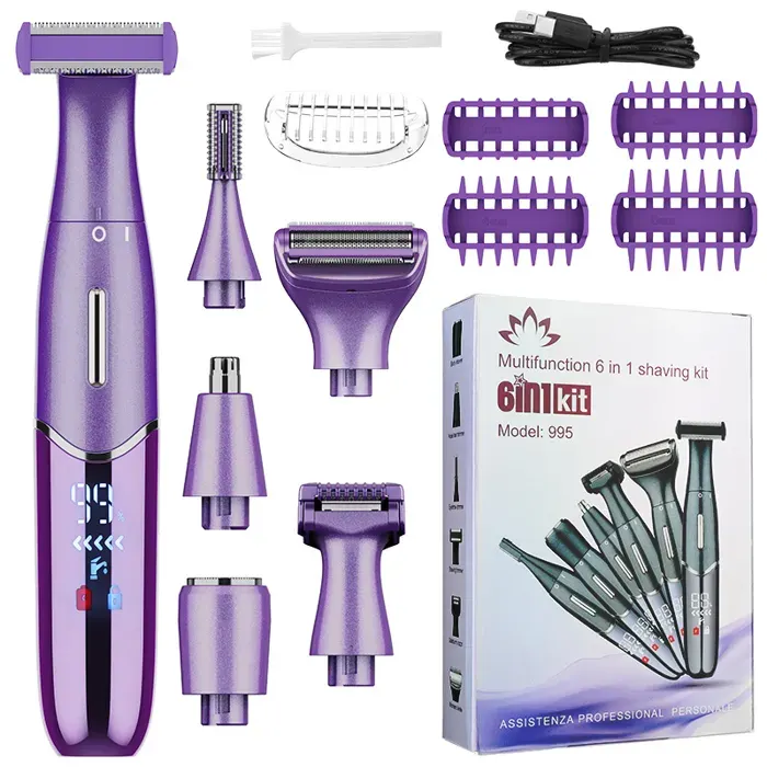 INF Tondeuse à cheveux 5-en-1 pour femmes : Coupe précise et douce Violet