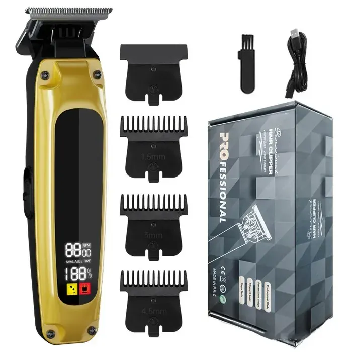 INF Tondeuse à Cheveux Électrique Moteur Puissant: Tondeuse Barbe Cheveux Coupe Précise Rechargeable Type-C Noir Or