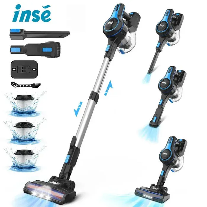 INSE Aspirateur à main et à manche sans fil N5T aspirateur à batterie aspirateur sans fil aspirateur 25KPa 55 minutes 1.2L