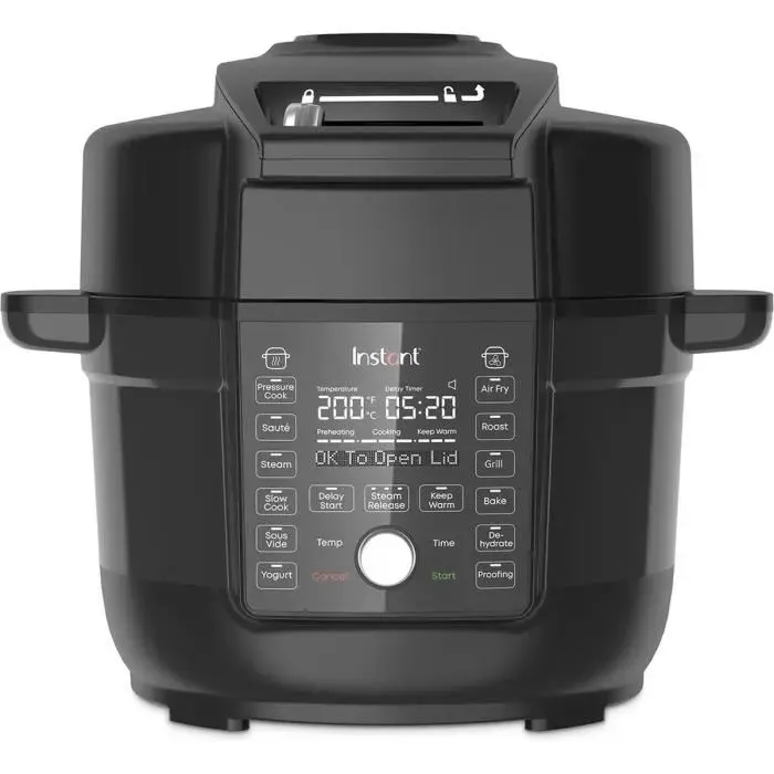 Instant Pot Multicuiseur Autocuiseur AirFryer Duo Crisp 1 Ultimate Lid 62 L -13 en 1 Ecran LCD acier inoxydable Super silencieux