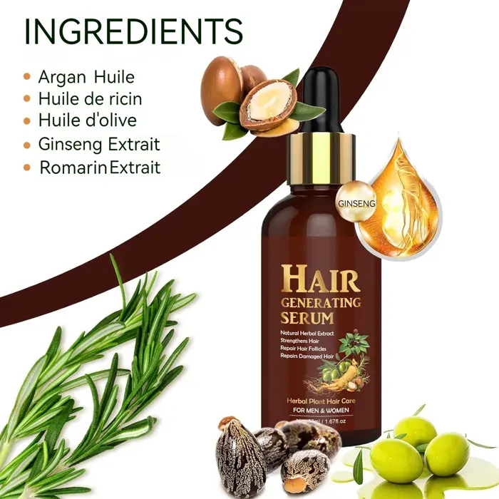 Instrument de beauté hair oil huile de croissance capillaire avec caféine biotine - Jucnuz - huile de ricin huile dargan traite e