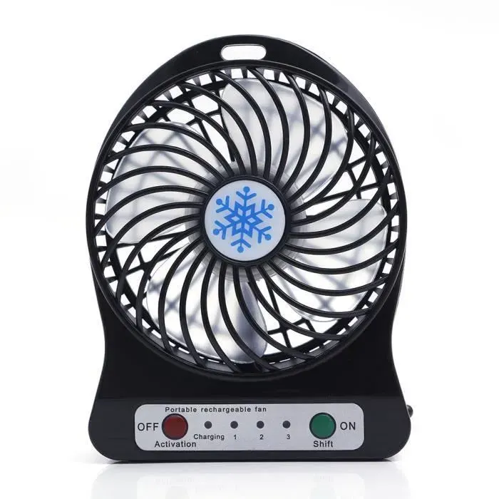 iProtect Mini ventilateur USB en métal à pile - Ventilateur de bureau avec hélice en noir