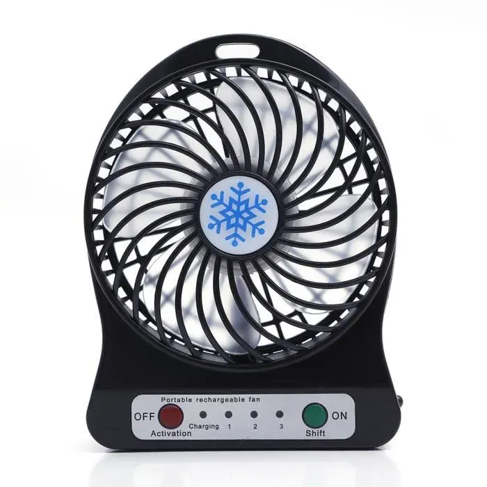 iProtect Mini ventilateur USB en métal à pile - Ventilateur de bureau avec hélice en noir