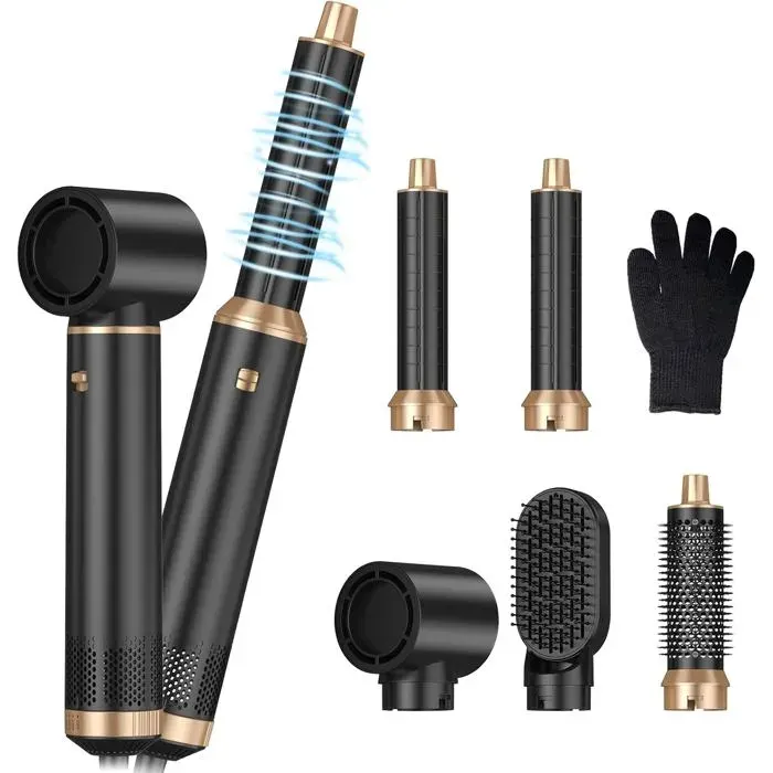 ir Styler Air Brush 5 en 1Sèche Cheveux IoniqueTempérature Vitesse du vent RéglableBrosse Soufflante Hair Dryer Brush avec 30mm