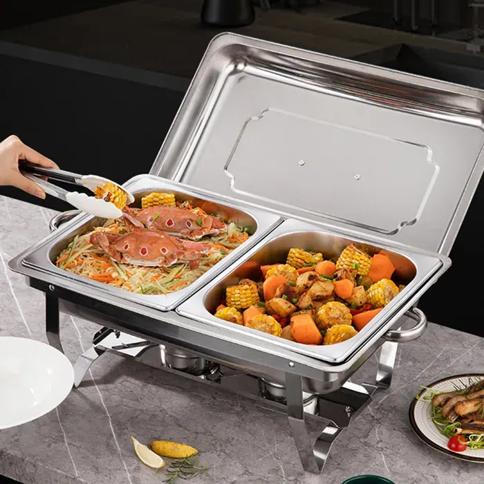 JEOBEST Chauffe Plat Chafing Dish ou rechaud en INOX Alimentaire pour Buffet/Maintien au Chaud/Traiteur/hôtel/Restaurant