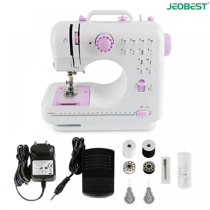 JEOBEST MINI MACHINE À COUDRE DE TABLE MACHINE À COUDRE PORTABLE SILENCIEUSE MULTIFONCTION 12 POINTS DOUBLE FIL