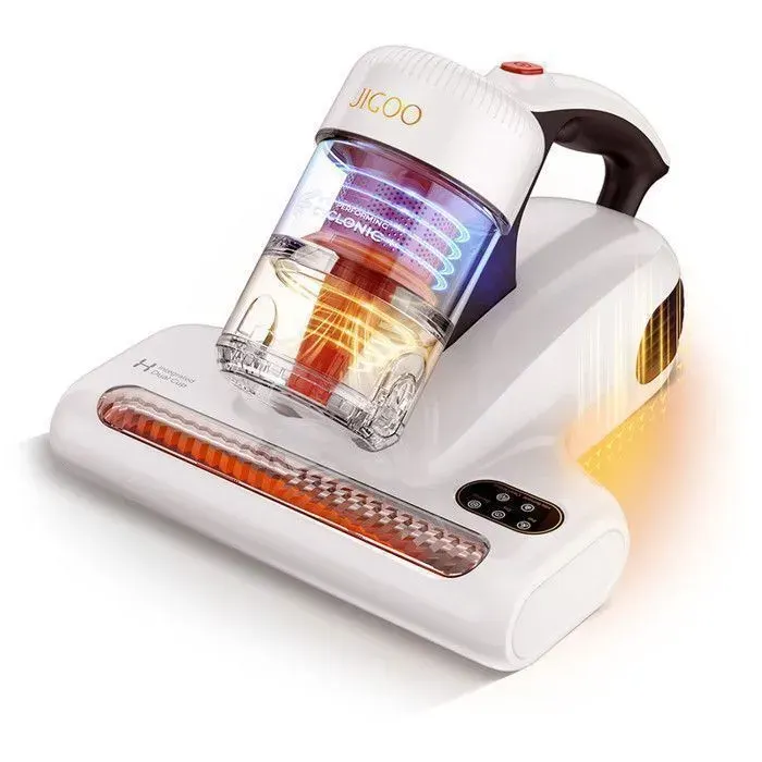 JIGOO J200 Aspirateur Anti-Acariens pour Matelas - Double Ventouse Intégrée - Aspiration 13kPa - Lampe UV- Air Chaud 60°C- Écran LED